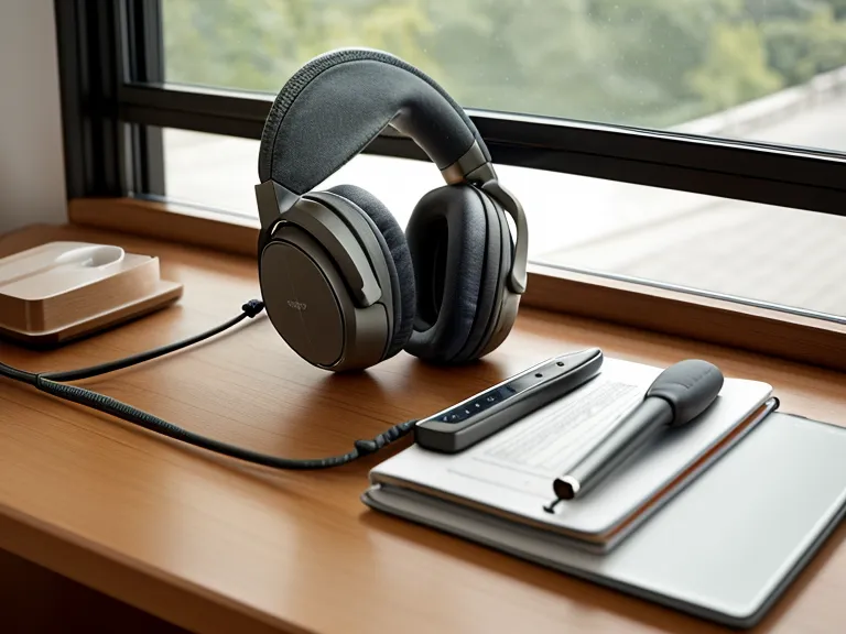 Casque à réduction de bruit posé sur un bureau prêt pour une session de deep work