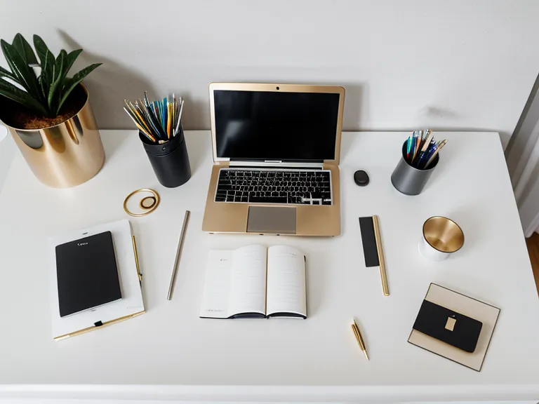 Agenda minimaliste et café sur un bureau de créatif organisé pour la gestion du temps.