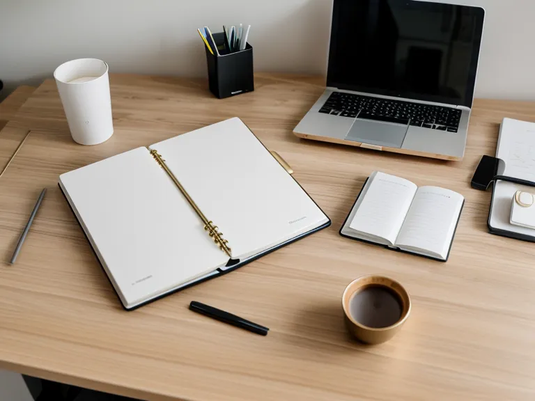 Ordinateur fermé sur un bureau en bois symbolisant la fin d'une journée de travail productive.