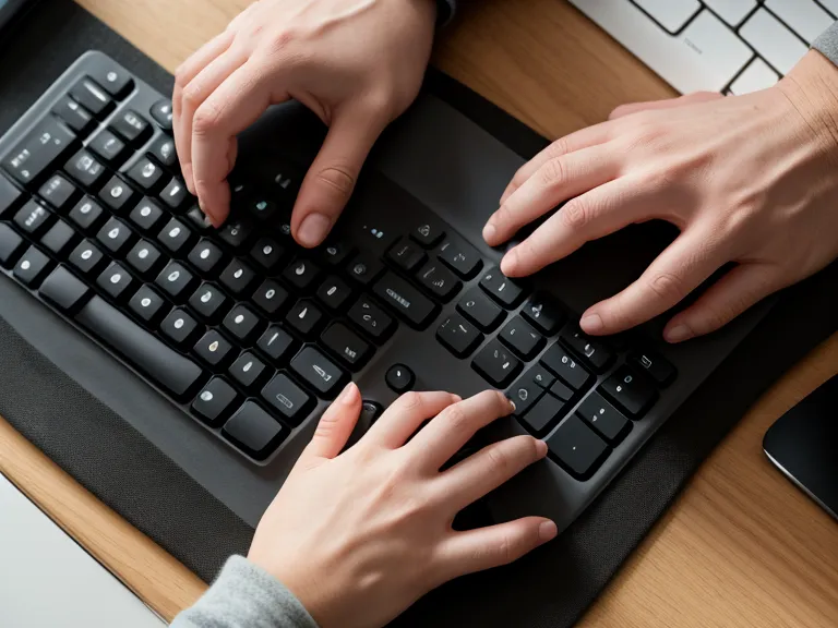 Mains posées naturellement sur un clavier ergonomique séparé