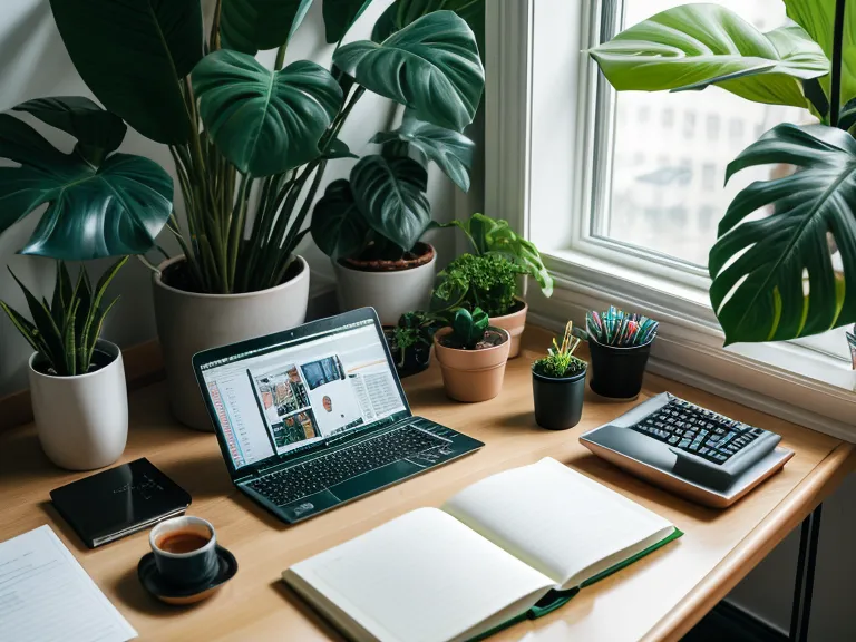 Espace de travail freelance serein et bien organisé