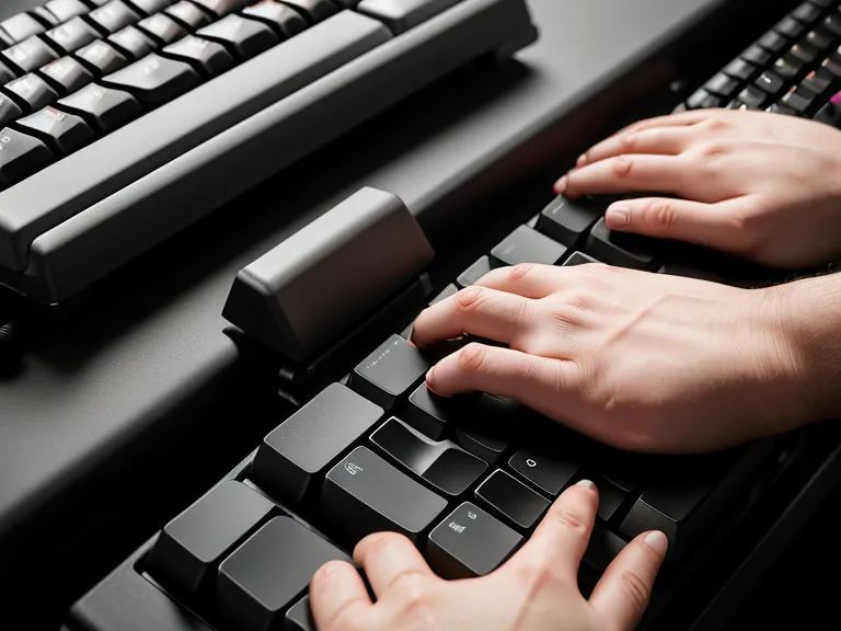 Gros plan de mains de graphiste tapant sur un clavier mécanique, en pleine gestion du temps freelance à Lyon.
